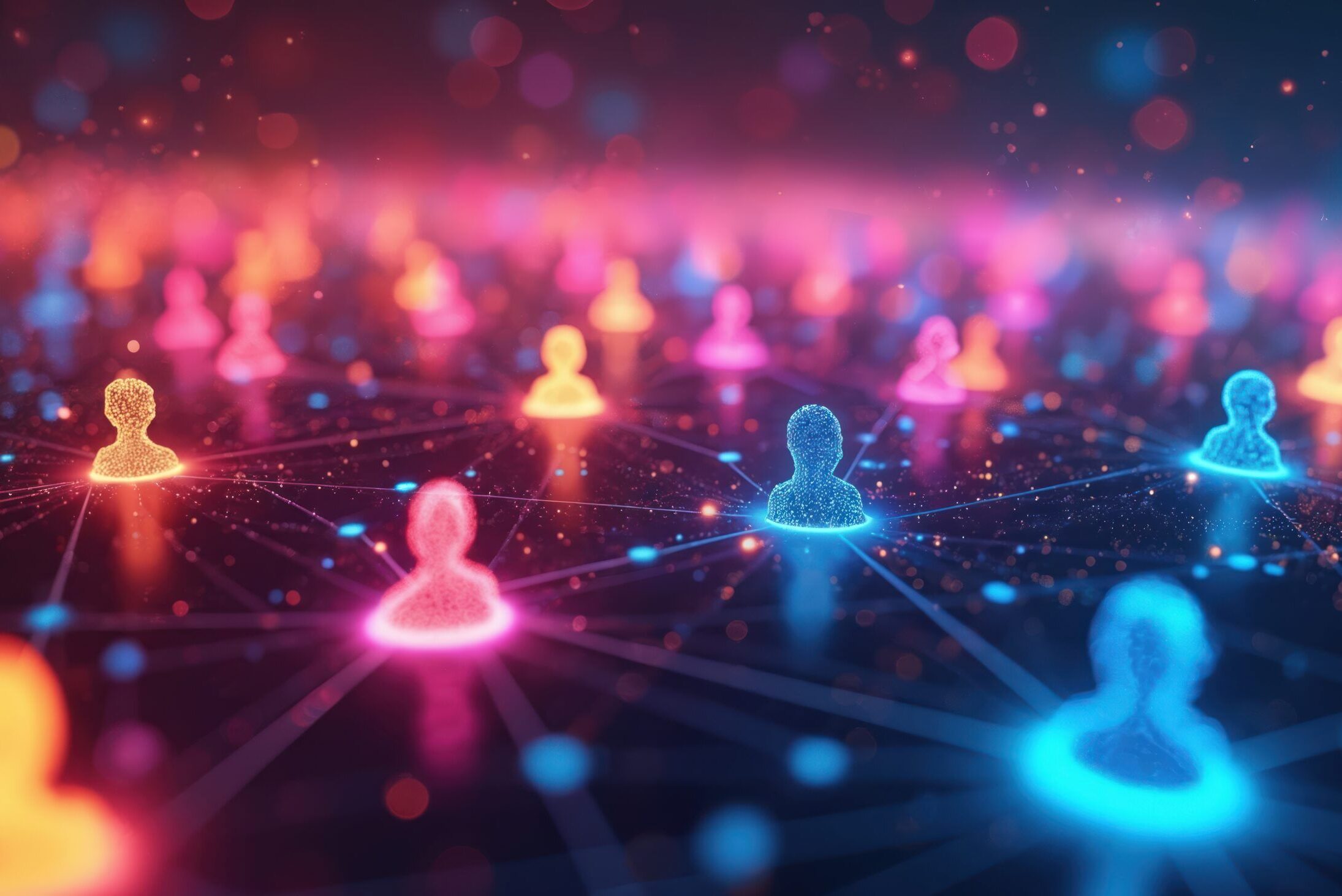 Computergraphik, die ein Kommunikationsnetzwerk darstellt.