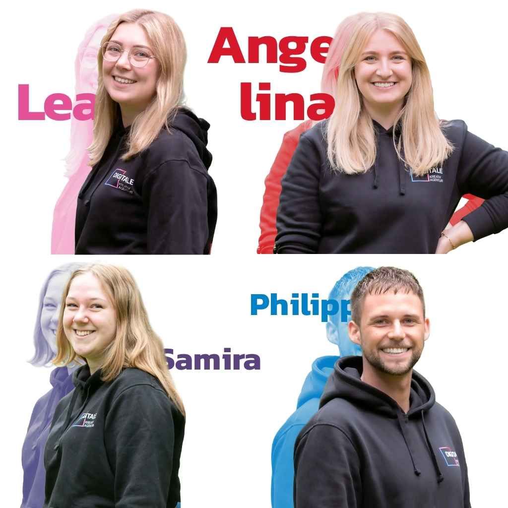 Porträts von Team-Mitgliedern aus dem Social Media Team